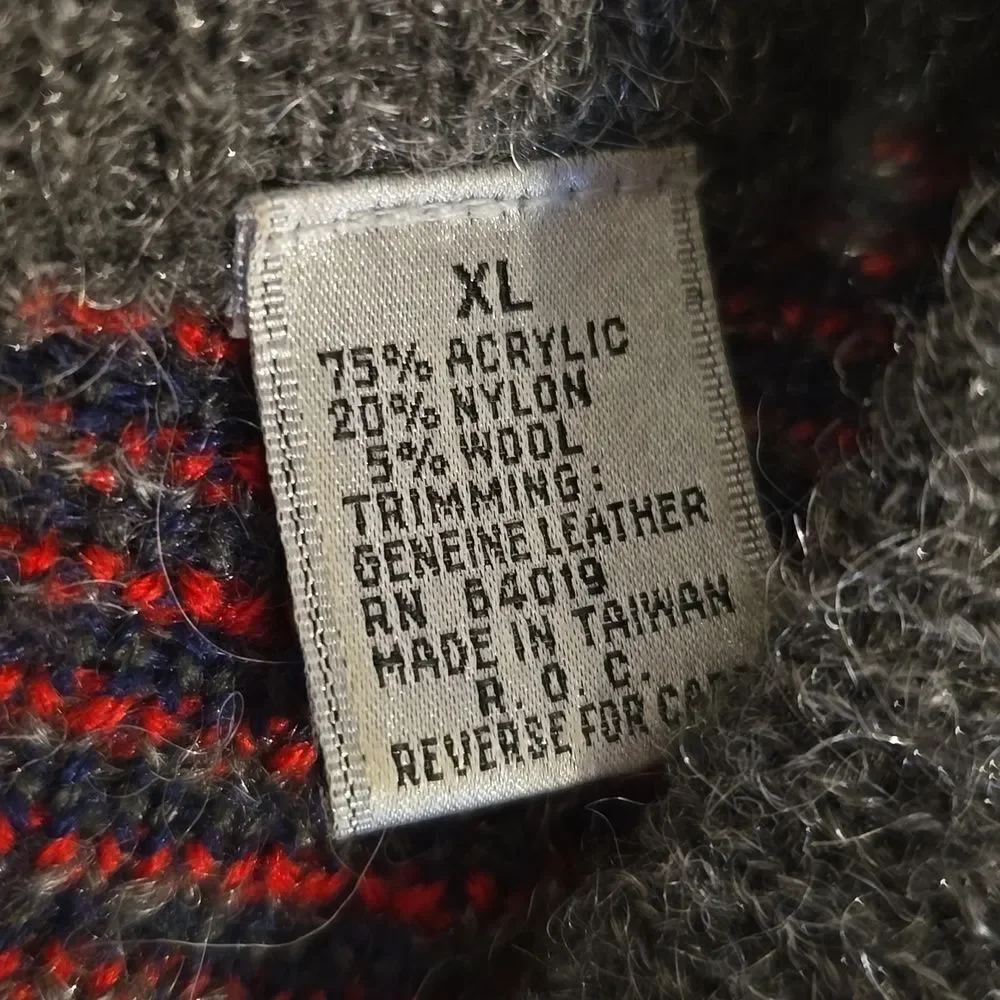 Mark Elliot | Vintage Knit Sweater with Red and Gray Patterns